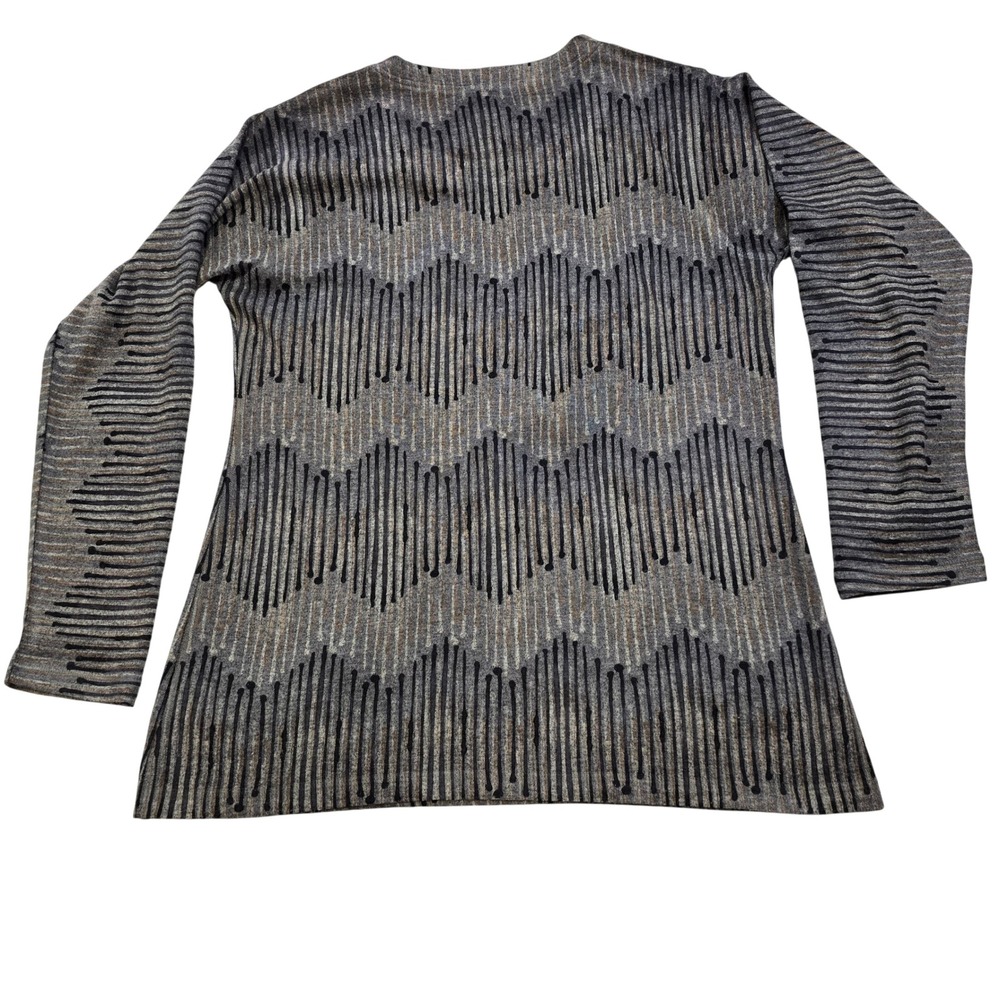 Nally & Millie USA Womens Small‎ Tunic Top Long Sleeve Knit Zig Zag Gray